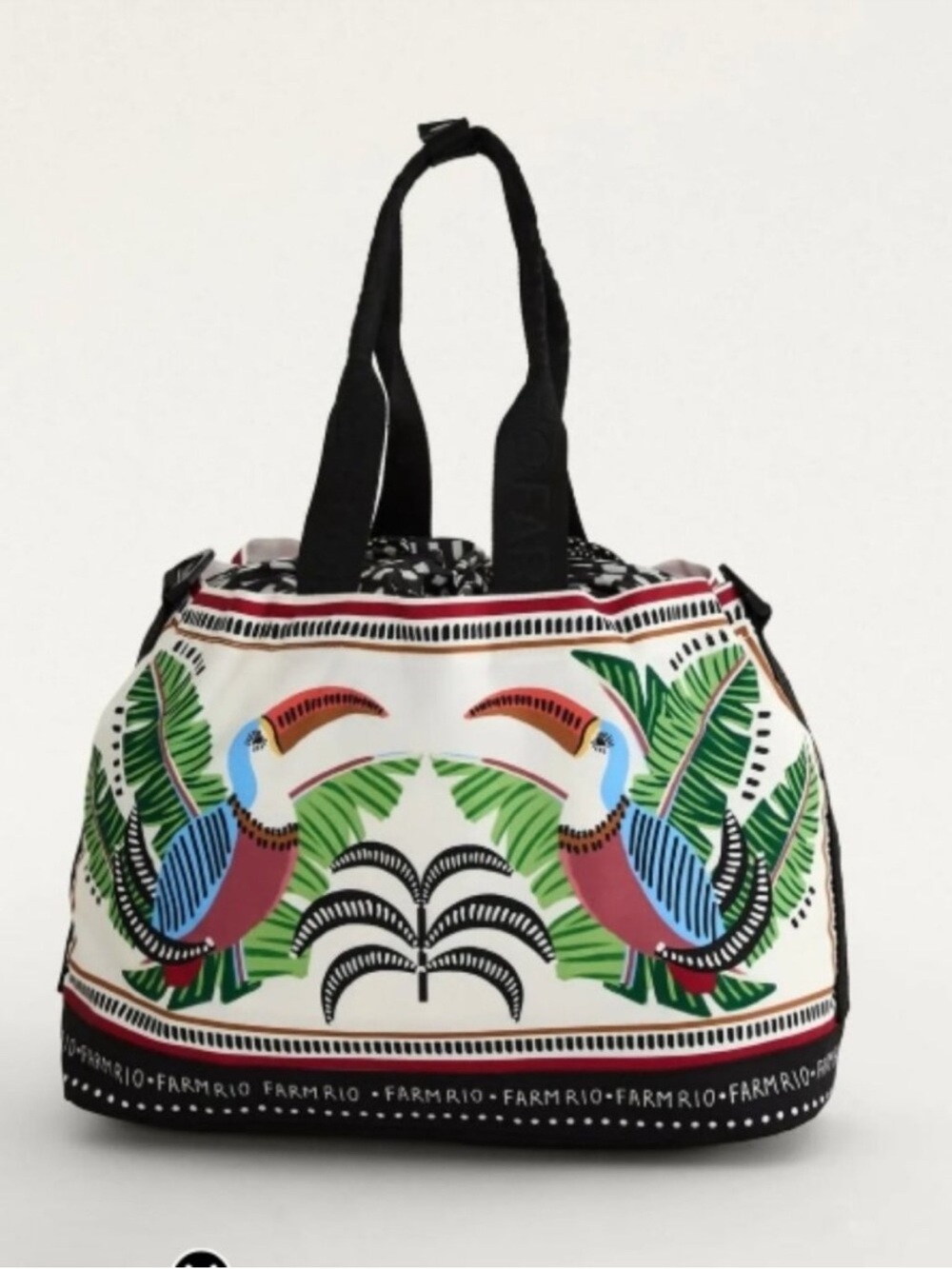 FARM Rio x Anthropologie White Tropical Toucan w/Foliage Destiny Tote, NWT